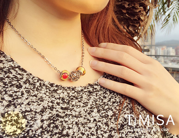 TiMISA 玫瑰花語 純鈦串飾 項鍊