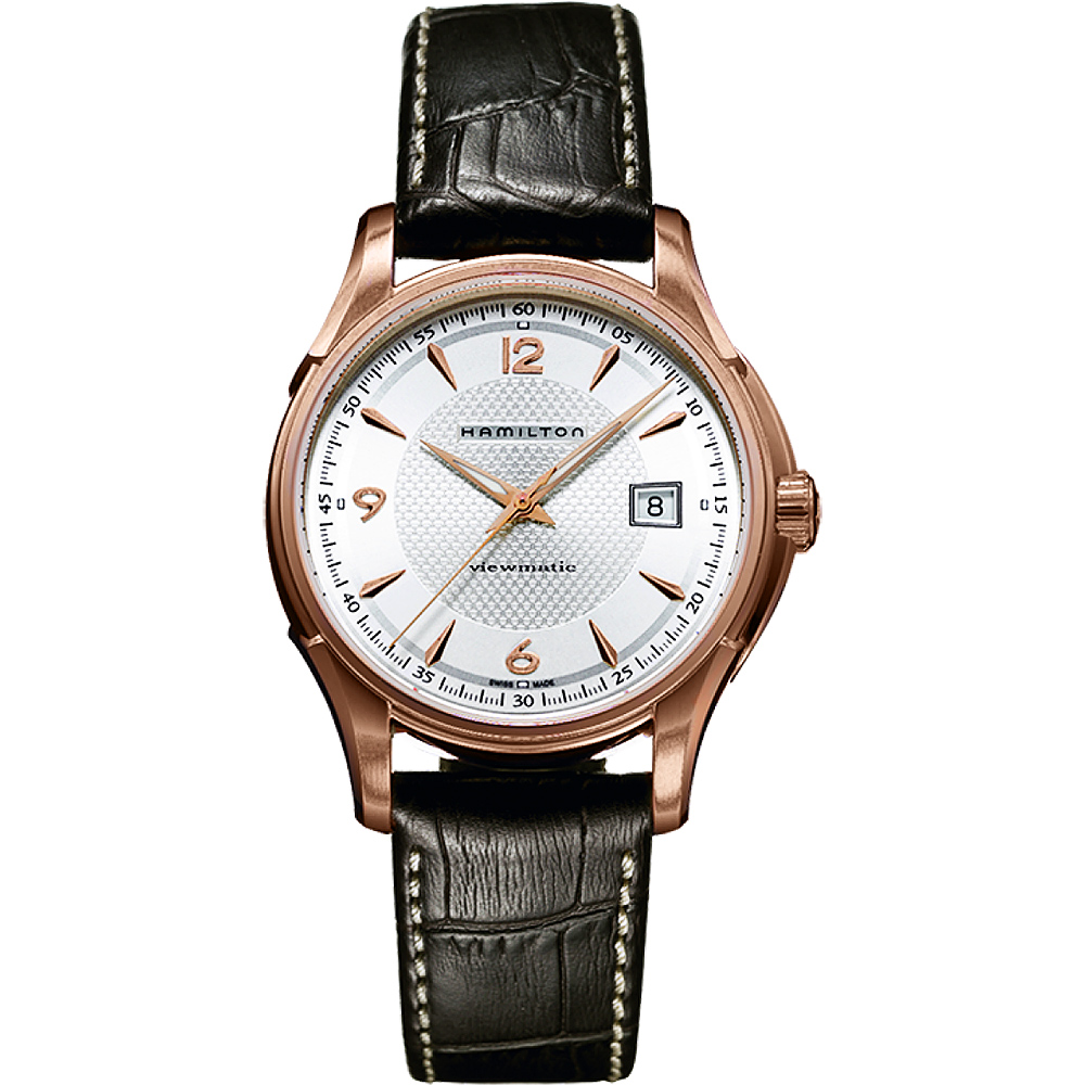Hamilton Viewmatic 紳士大三針機械腕錶-玫瑰金框x咖啡/40mm