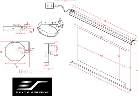 Elite Screens 92吋16:9 加長上黑邊暢銷型電動幕* PVMAX92UWH2-E30