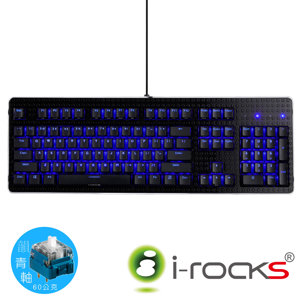 i-Rocks K76M RGB背光機械鍵盤-黑(青軸60g)