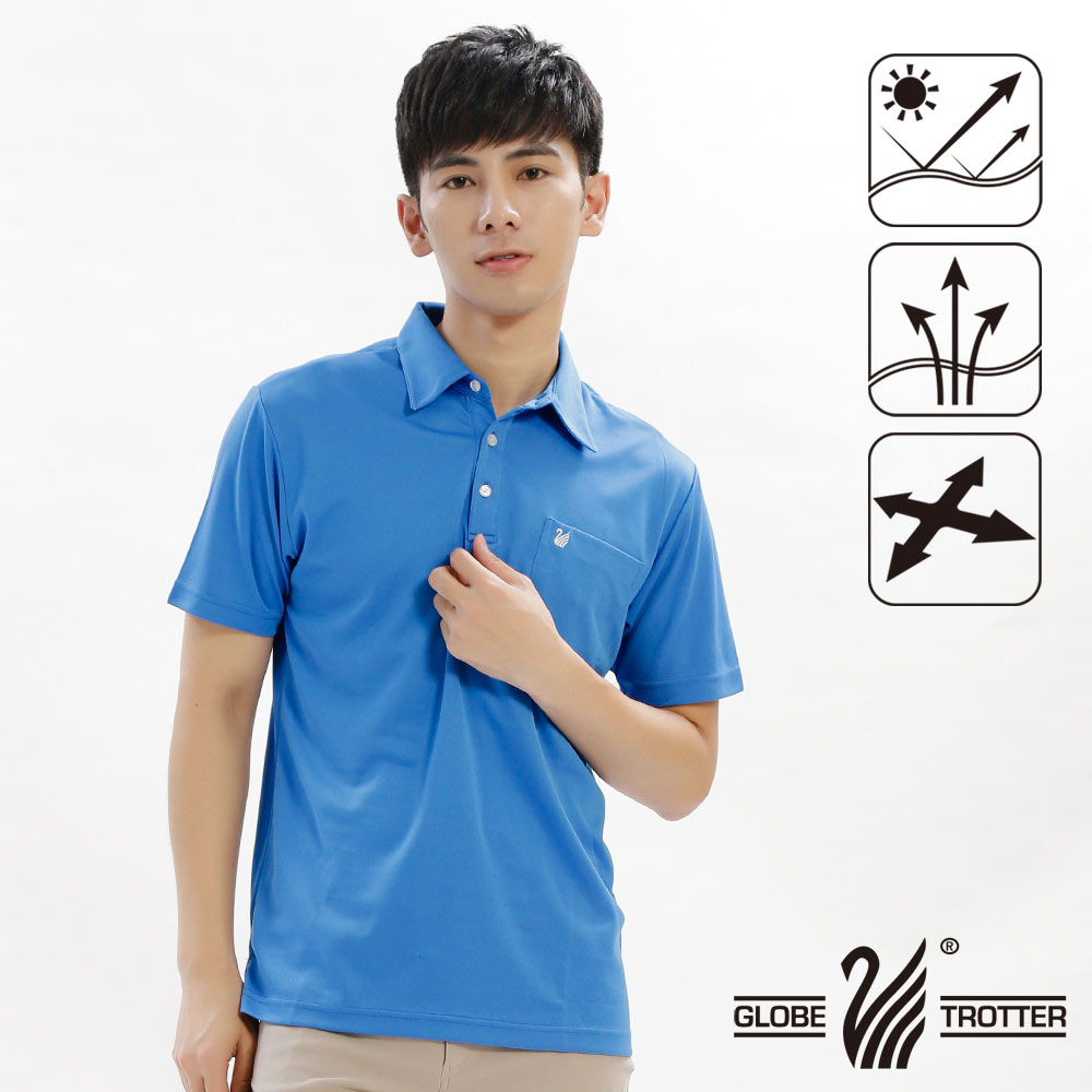 【遊遍天下】男款抗UV吸濕排汗機能POLO衫GS10014-1藍色