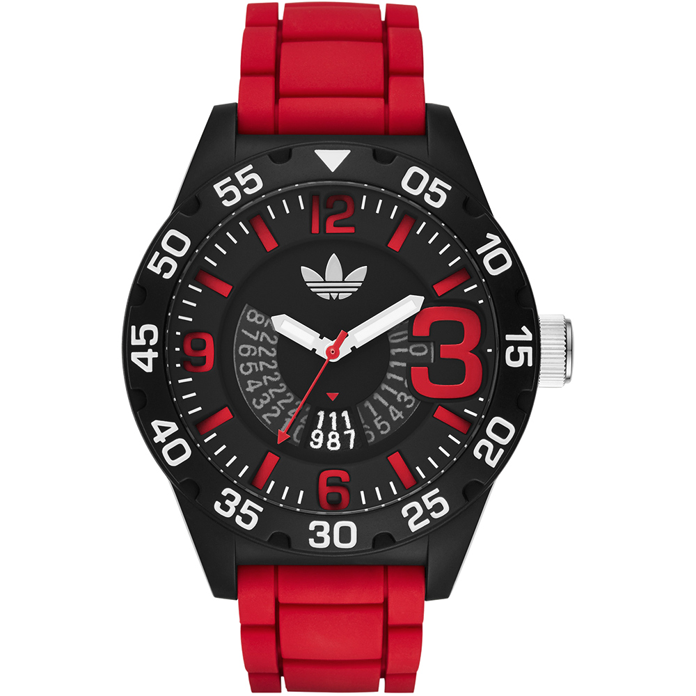 adidas 美式原創大錶徑腕錶-黑x紅/48mm
