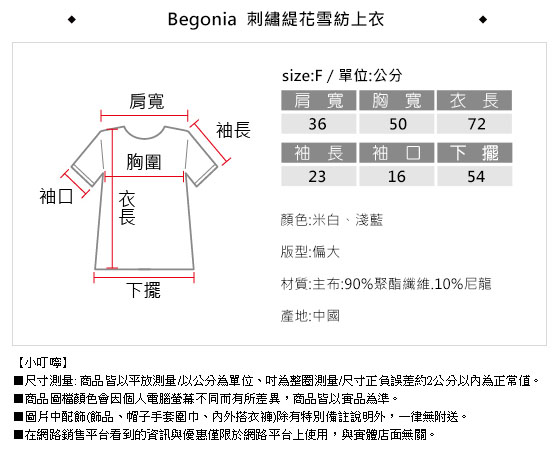 Begonia 刺繡緹花雪紡上衣(共二色)