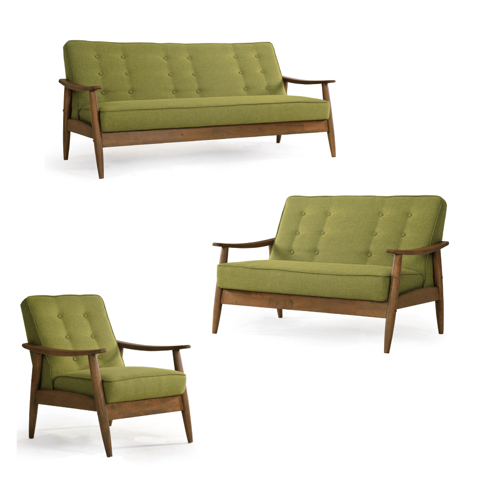 品家居 菲亞棉麻布實木沙發椅組合(1+2+3人座)-兩色可選