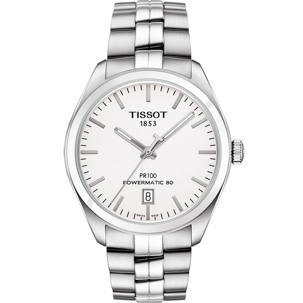 TISSOT 天梭 官方授權 PR100 Powermatic 80 機械腕錶-銀/39mm T1014071103100