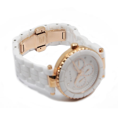 ELIXA CERAMICA陶瓷系列玫瑰金框 白色錶面/陶瓷錶帶38mm