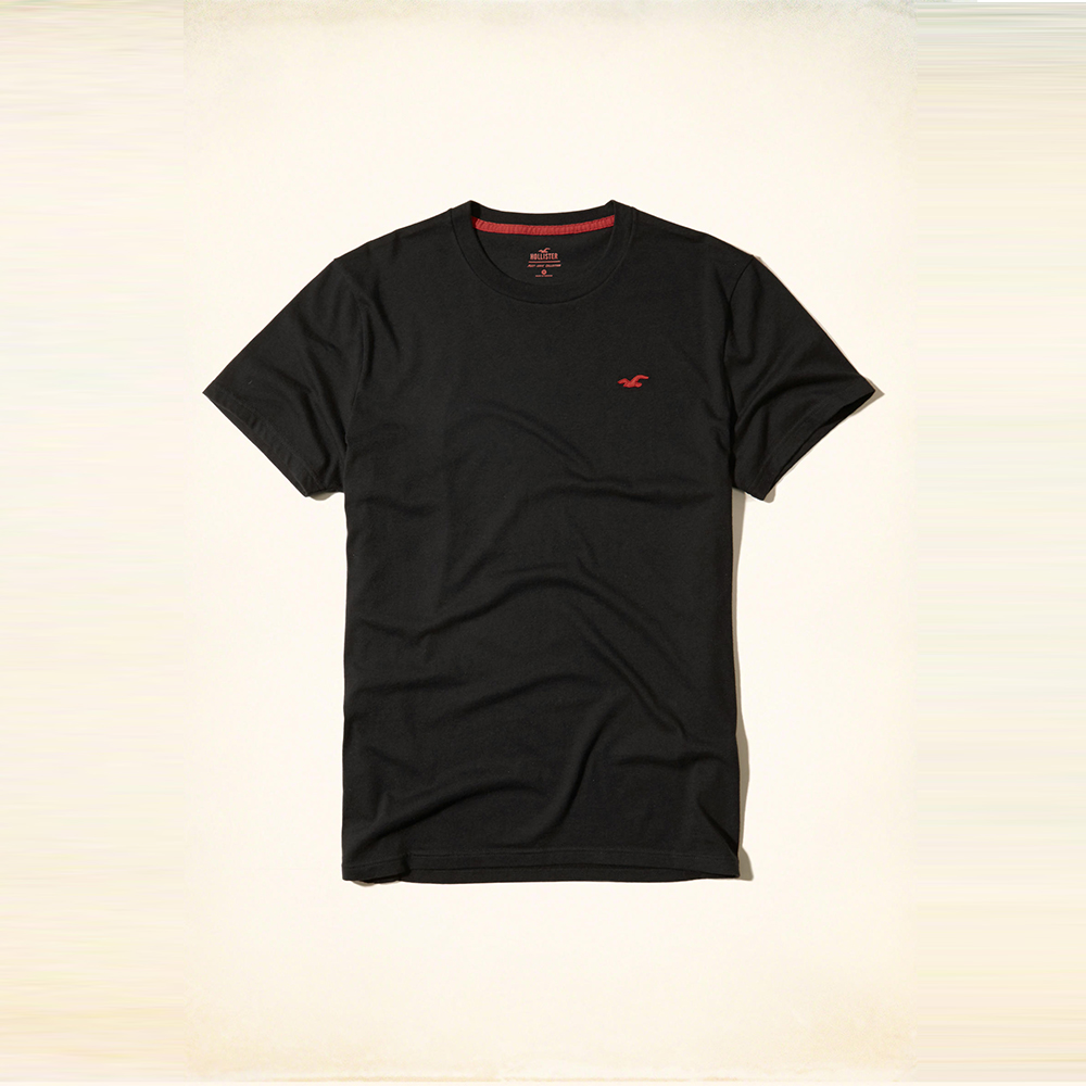 Hollister 經典海鷗刺繡圓領短袖T恤-黑色 HCO
