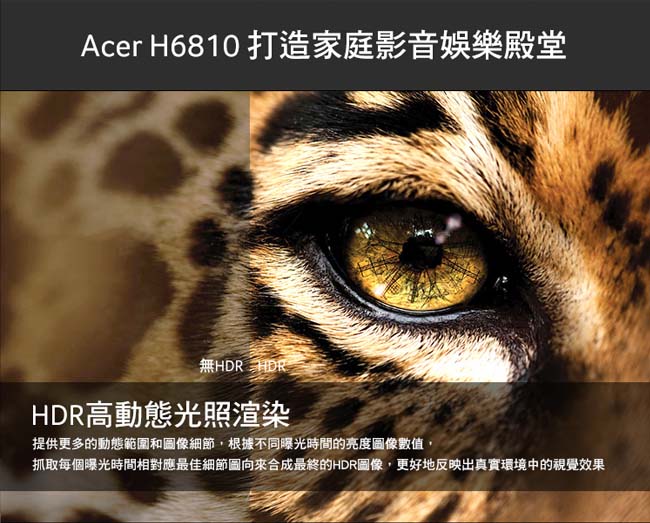 Acer 4K HDR 高亮彩家庭娛樂機 H6810