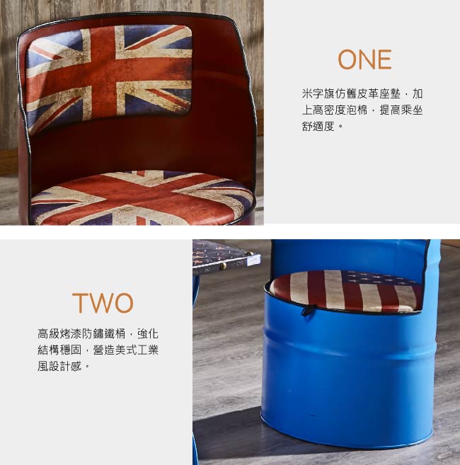 AT HOME-工業風設計美利亞藍色油漆桶收納椅(50*50*78cm)