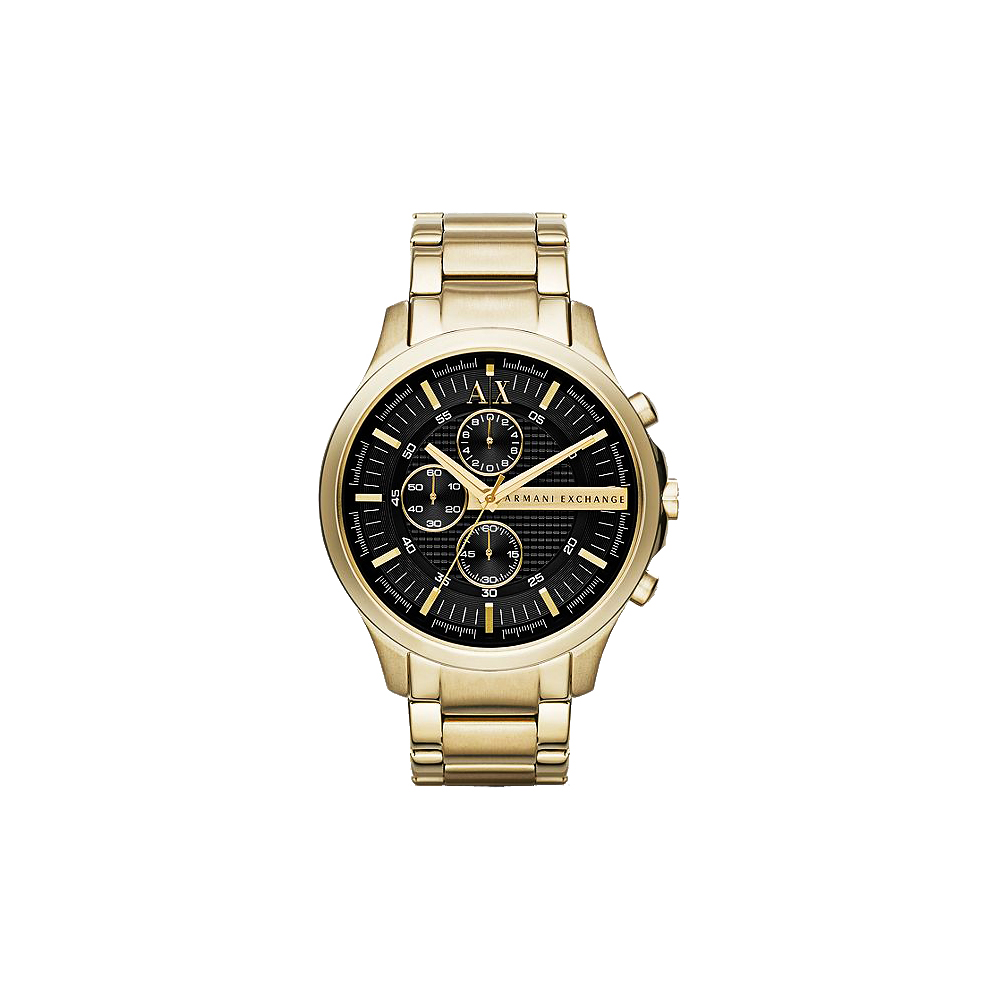 A│X Armani Exchange 都會時尚三眼計時腕錶-黑x金/46mm