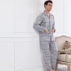 睡衣 精梳棉柔針織 男性長袖兩件式睡衣【58238】灰色格紋 蕾妮塔塔 product thumbnail 1