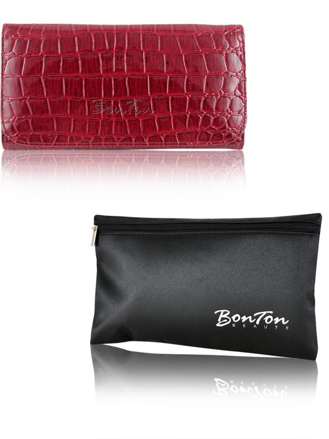 BonTon 9支時尚鱷紋雙磁釦刷具包 森巴紅