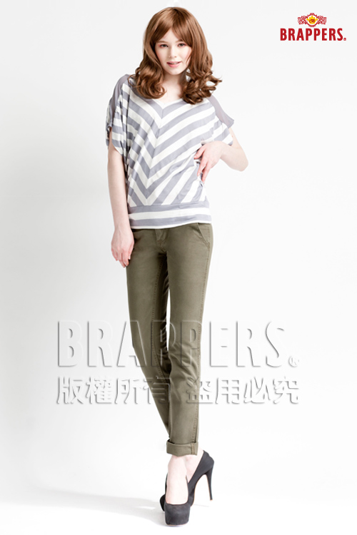BRAPPERS 女款 Boy Firend Jeans 系列-直筒反摺褲-綠