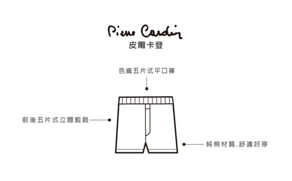 Pierre Cardin 皮爾卡登 精梳棉色織五片式平口褲(7件組)