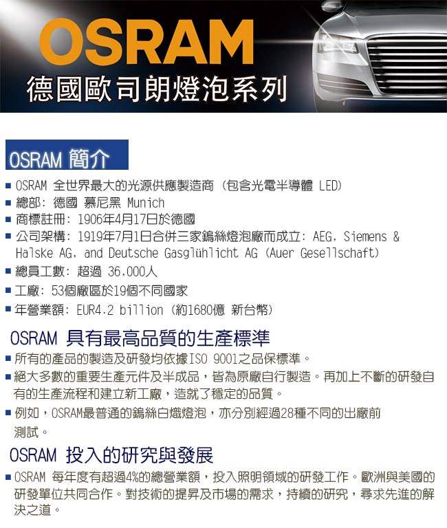 OSRAM 汽車燈泡 長壽型4倍 H7 12V 55W 64210ULT 公司貨(2入)