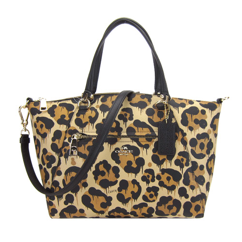 COACH PRAIRIE 豹紋牛皮手提/斜背包(卡其黃)(展示品)