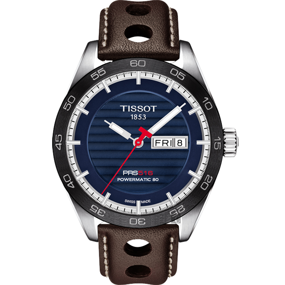 TISSOT 天梭 官方授權 PRS516 賽車動力儲存80機械錶 新春送禮-藍x咖啡/42mm T1004301604100