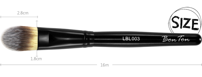 BonTon 墨黑系列 扁粉底刷(中) LBL003 三色纖維直毛