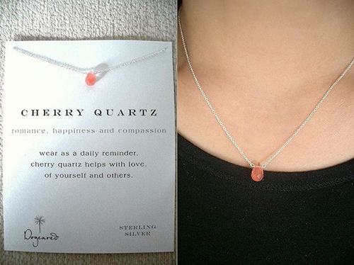 Dogeared 櫻桃水晶銀項鍊Cherry Quartz Healing Gem附原廠盒