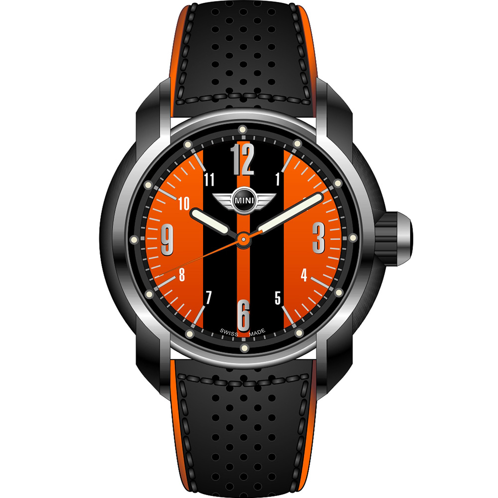 MINI Swiss Watches  經典跑旅造型腕錶-橘x黑/45mm