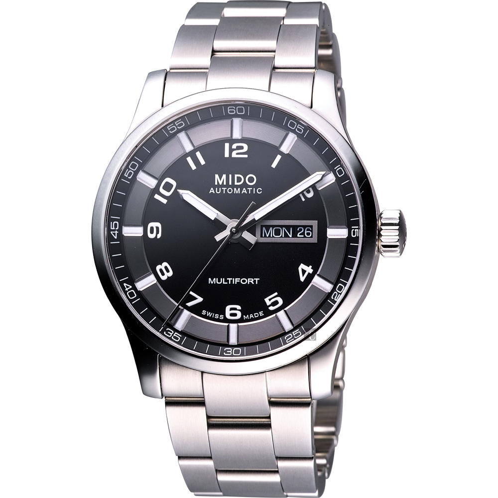 MIDO 美度 官方授權 Multifort 先鋒系列機械腕錶-黑x銀/42mm M0054301105280