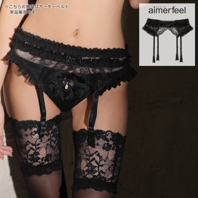 aimerfeel 性感薄紗褶皺褲襪吊帶