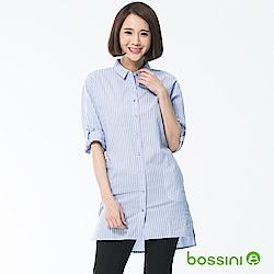 【bossini】長版長袖襯衫02藍