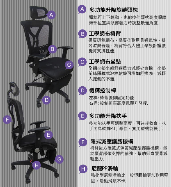 邏爵家具 摩西專利坐臥兩用全網椅/電腦椅/辦公椅/主管椅