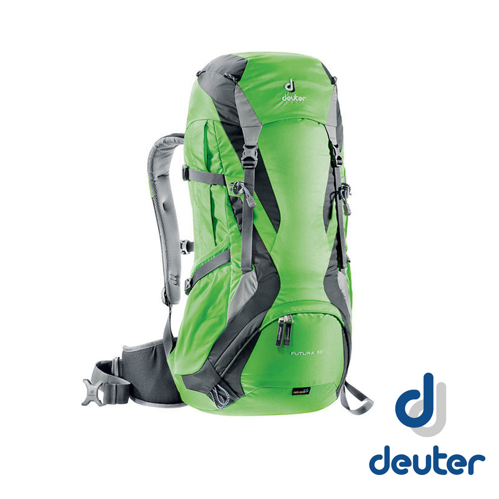 【德國 Deuter】 Futura 32 32L+4L 網架透氣健行登山背包_綠/灰