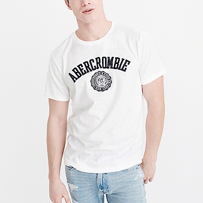 A&F 經典刺繡文字短袖T恤-白色 AF Abercrombie