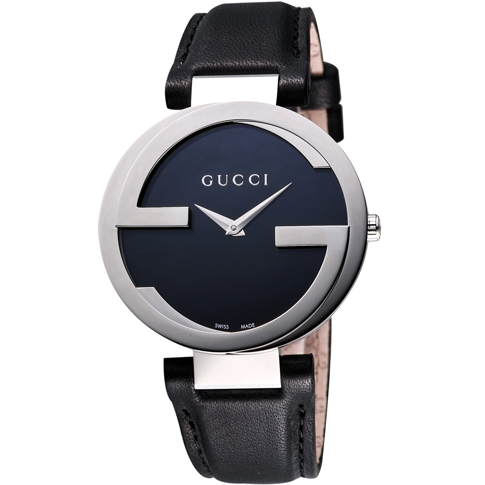 GUCCI 經典時尚元素腕錶-黑/38mm