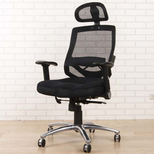 3D專利坐墊護腰高背鋁合金腳網布辦公椅/電腦椅