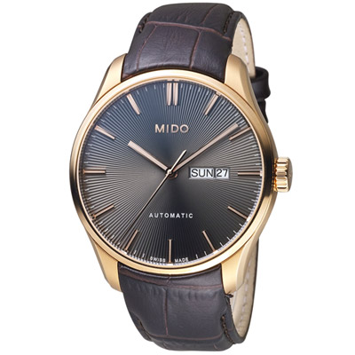 MIDO美度錶 Belluna Gent系列時尚紳士腕錶-灰色x/咖啡色x42mm