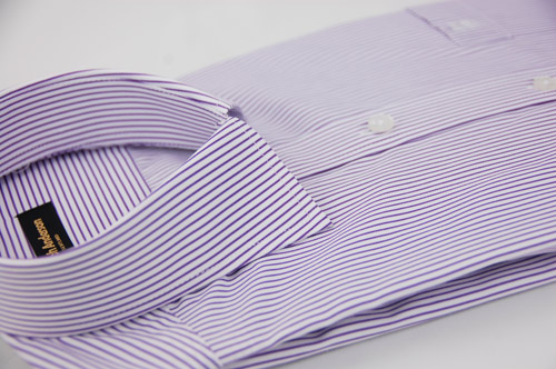 金‧安德森 紫色條紋窄版長袖襯衫