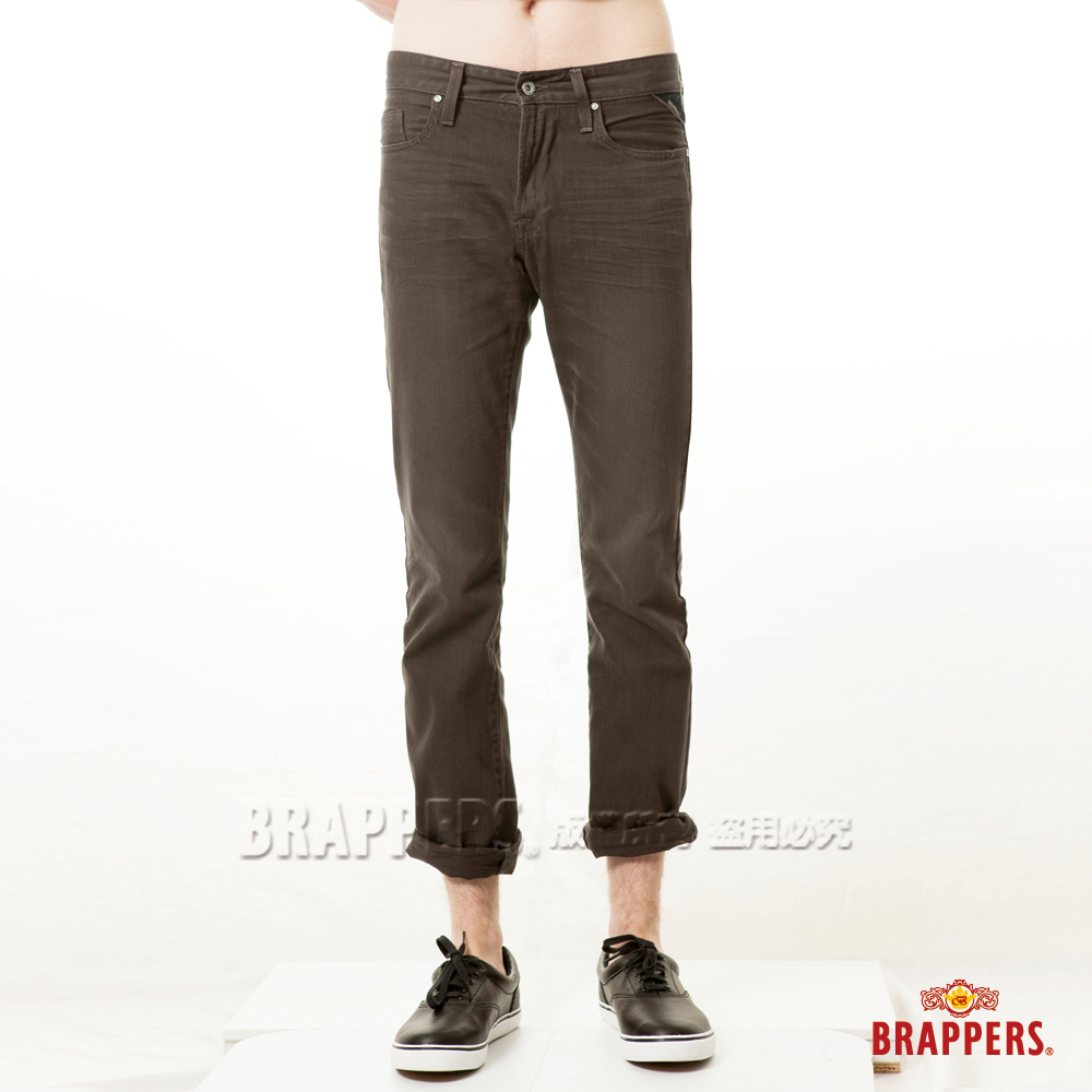 BRAPPERS 男款 男色褲系列-中腰彈性窄版直筒褲-鐵灰