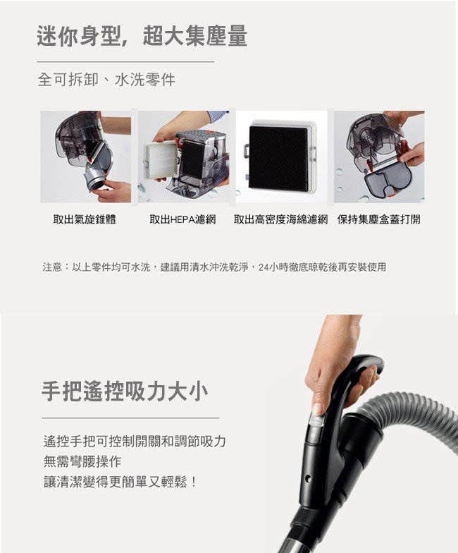 Electrolux 伊萊克斯龍捲風極靜輕量除蹣吸塵器ZAP9940