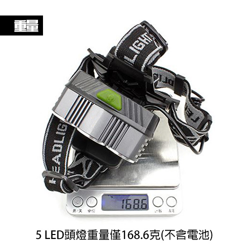 【WIDE VIEW】5LED超爆亮T6頭燈(NZL-5LED-P)