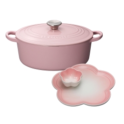 LE CREUSET 琺瑯鑄鐵橢圓鍋23cm (雪紡粉) 