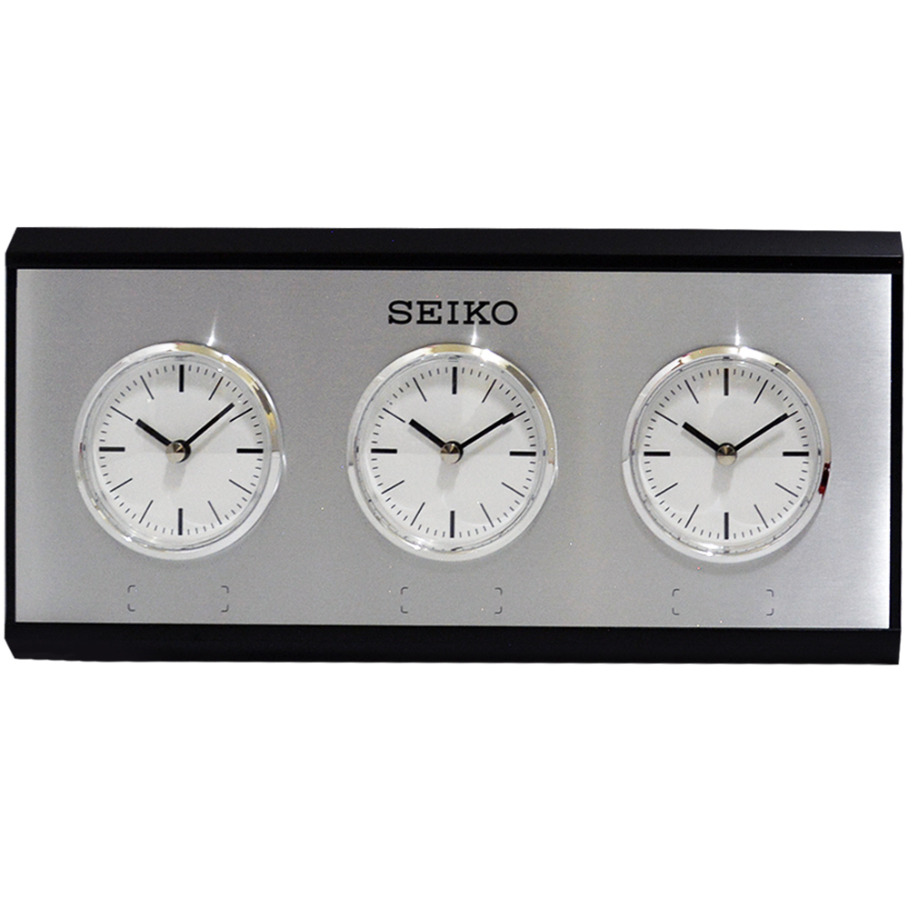 SEIKO 精工 時尚簡約三地時間顯示兩用鐘 座鐘 掛鐘(QXA623K)