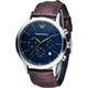 EMPORIO ARMANI Classic 都會型男計時腕錶-咖啡色x藍/43mm product thumbnail 1