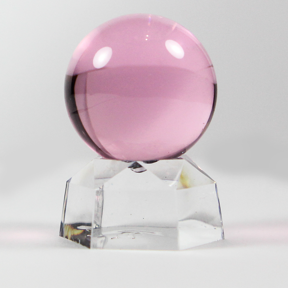 A1寶石 粉色琉璃球風水擺飾-同粉水晶功效-招桃花招貴人運防小人好人緣