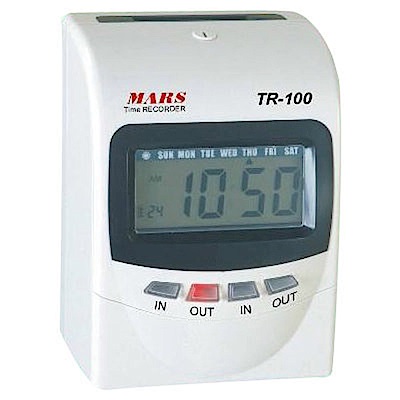 MARS TR-100 微電腦 打卡鐘 變色螢幕 同Vertex款 贈考勤卡100張+10人份卡匣