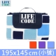 LIFECODE絨布加厚野餐墊-夾2mm海綿+覆防水鋁膜(小號195x145cm) product thumbnail 2