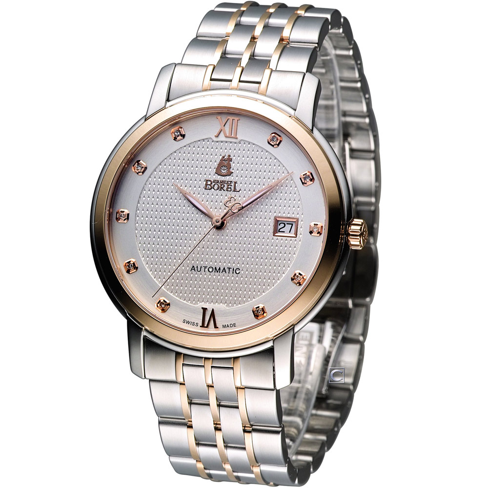 E.BOREL 依波路 皇室系列機械腕錶-銀白+雙色版/40.5mm