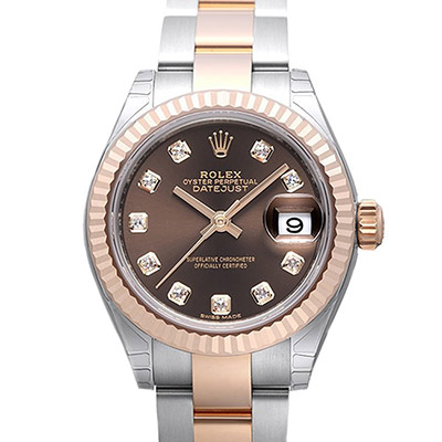 ROLEX 勞力士Datejust 279171蠔式半金10顆鑽日誌型腕錶-巧克力/28m