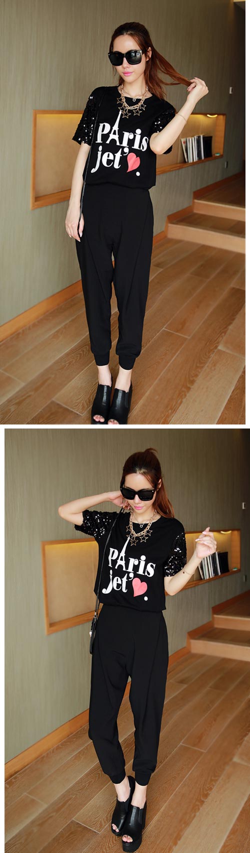 鬆緊褲腳垂墜感雪紡哈倫褲 (共二色)-CiAO妞