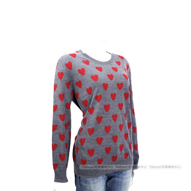 BURBERRY愛心美麗諾羊毛長袖針織衫(灰色)