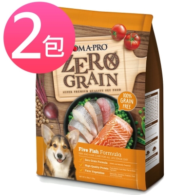 優格 天然零穀 ZEAOGRAIN 五種魚晶亮護毛 犬用配方 2.5磅(兩包組)