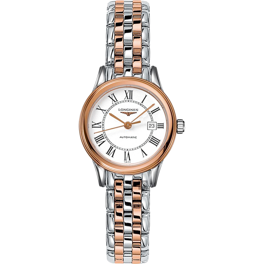 LONGINES 浪琴 官方授權 Flagship 復刻純粹機械女錶-白x雙色/30mm L4.374.3.91.7