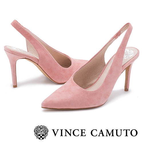 Vince Camuto 素面麂皮繞後跟尖頭高跟鞋-絨粉